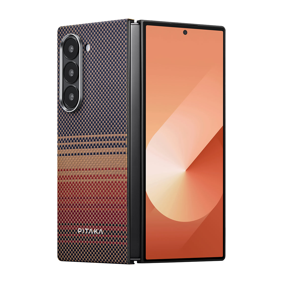 Pitaka Tactile Woven Sunset-Moonrise Serisi Galaxy Z Fold 6 M-safe Şarj Özellikli Aramid Fiber Sunset Kılıf Pitaka Tactile Woven Sunset-Moonrise Serisi Galaxy Z Fold 6 M-safe Şarj Özellikli Aramid Fiber Sunset Kılıf